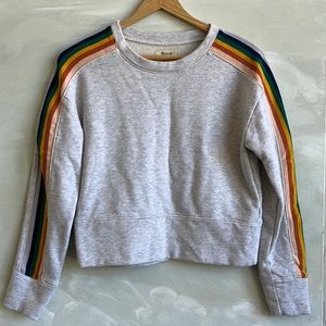 Madewell Crop Sweatshirt with Rainbow Detail on Sleeve